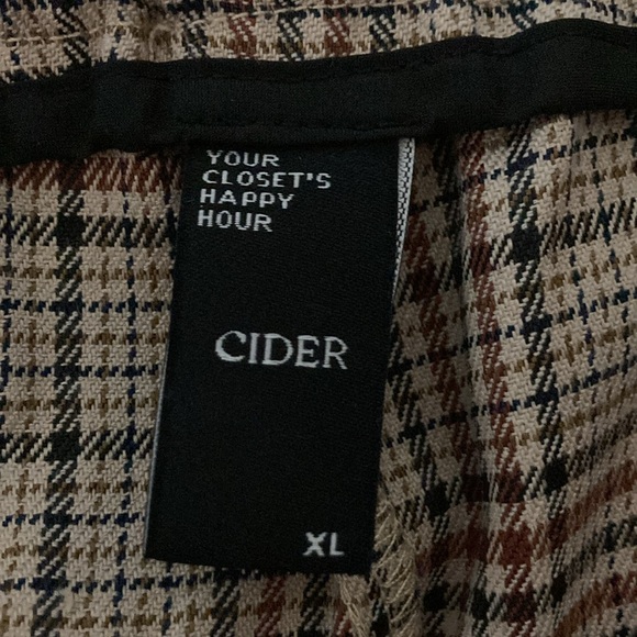 Cider Women’s size XL Mid Waist Plaid Check Trousers, Straight Wide Leg Pants - Picture 9 of 11